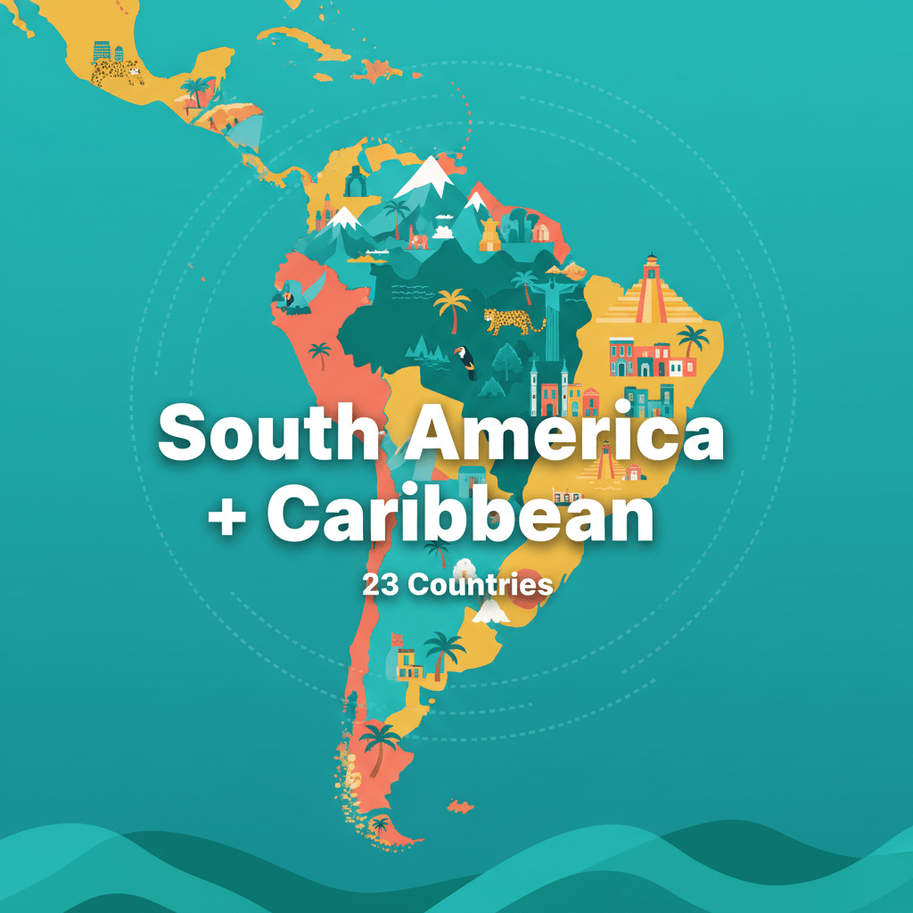 eSIM South America+Caribbean 23 countries - Easytripgo